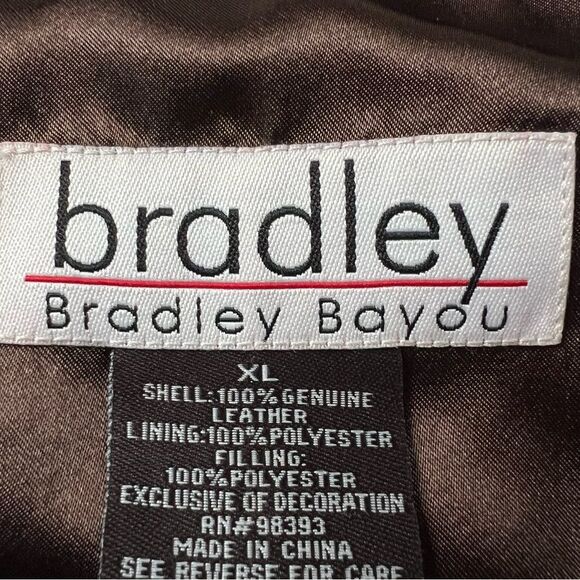 Bradley Bayou Suede Leather Collarless Braided Full Zip Mocha Jacket SZ XL - Picture 9 of 15